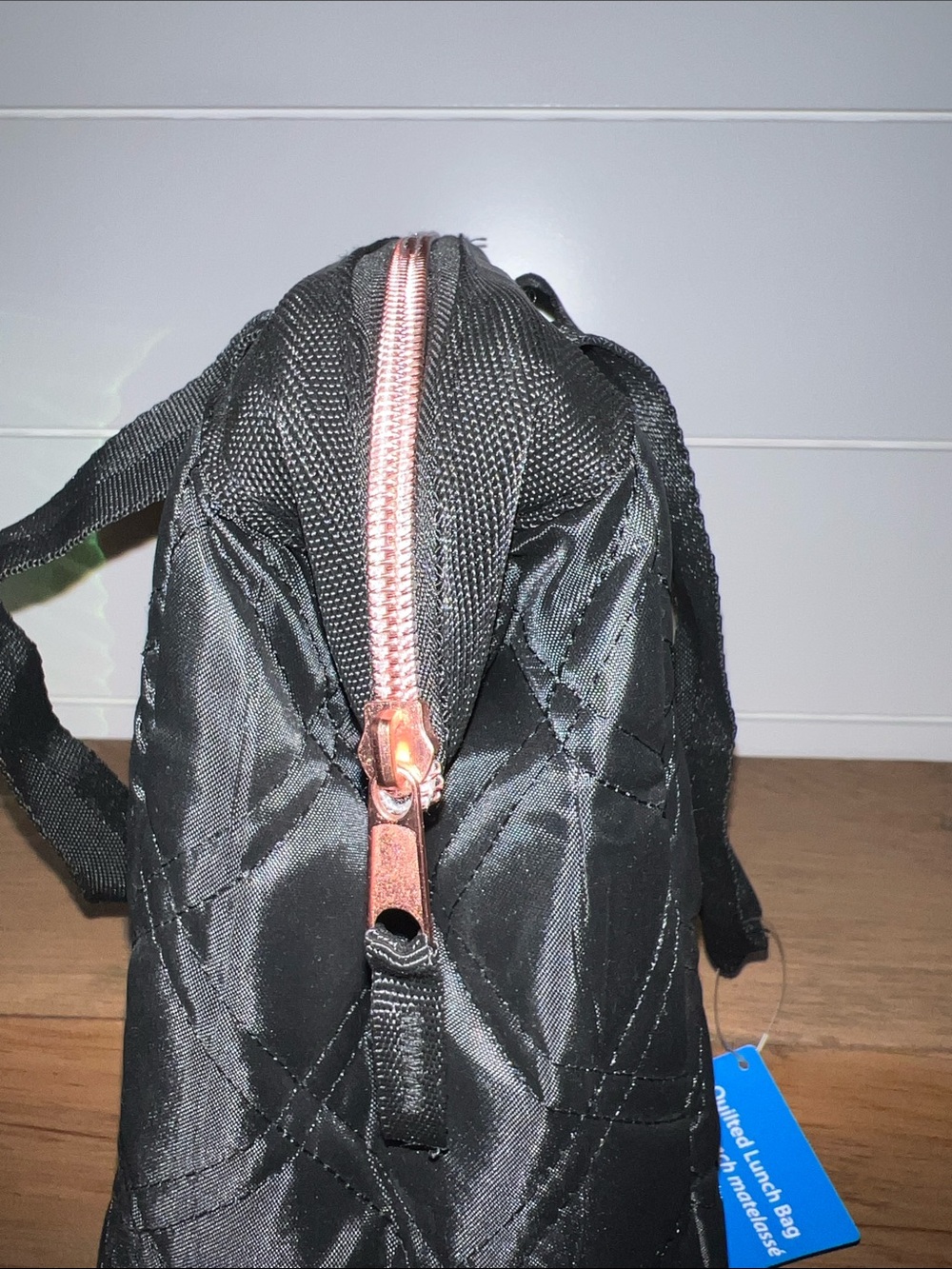 Black Quilted Lunch/Tote Bag with Rose Gold Accent - Picture 10 of 11